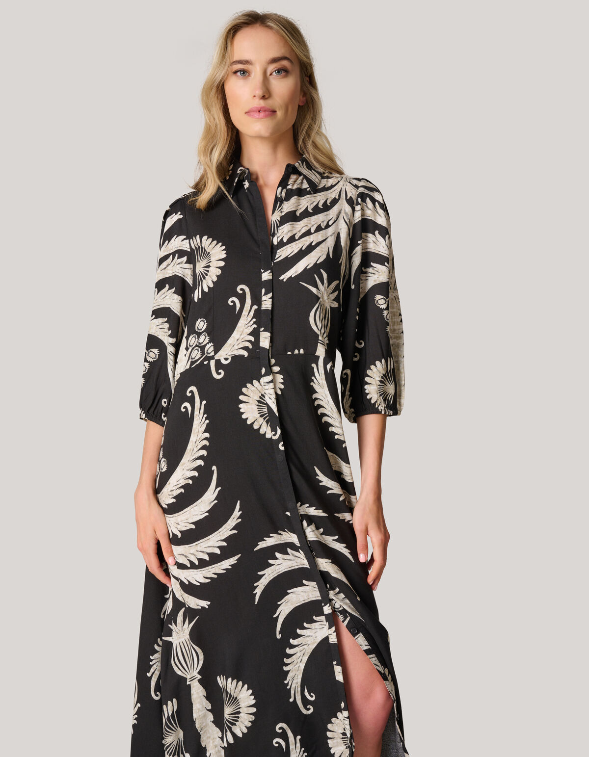 Printed Maxi Jurk Zwart/Wit SHOEBY WOMEN