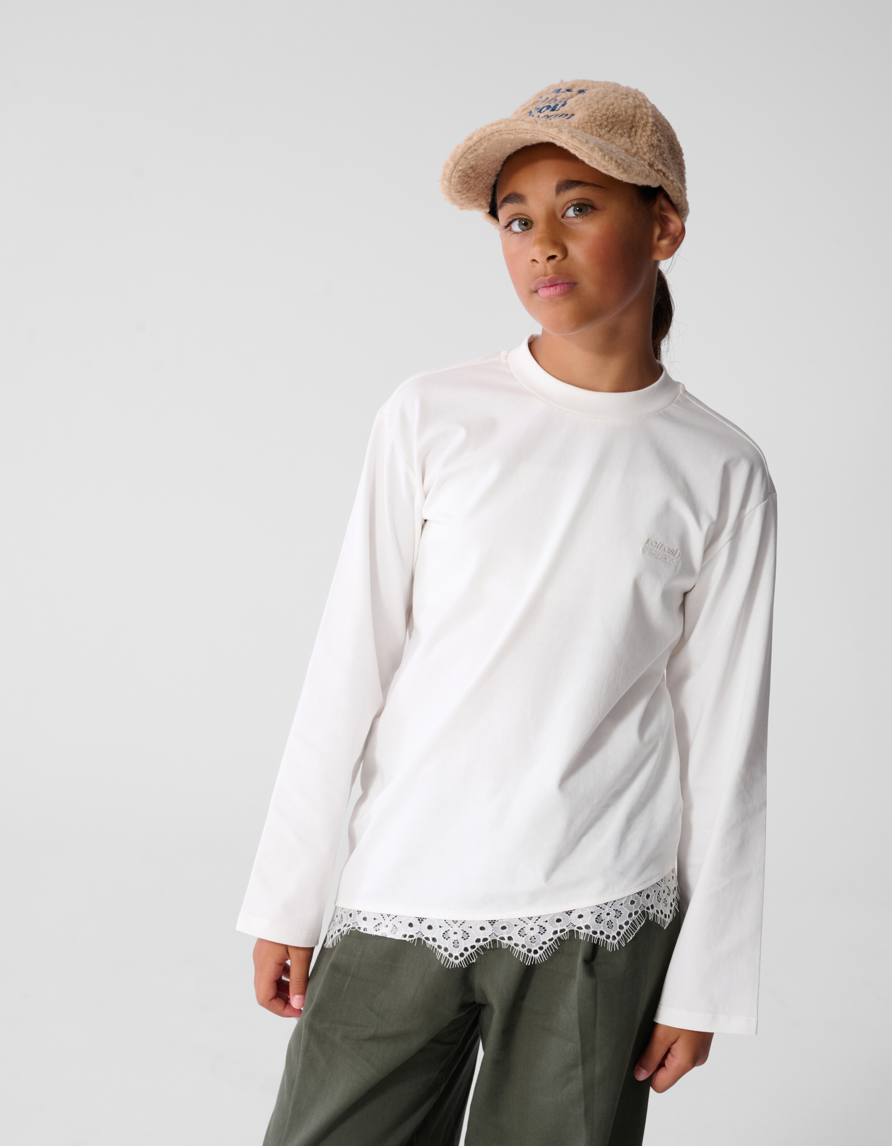 Asymmetrische Kanten Longsleeve T-shirt Wit SHOEBY GIRLS