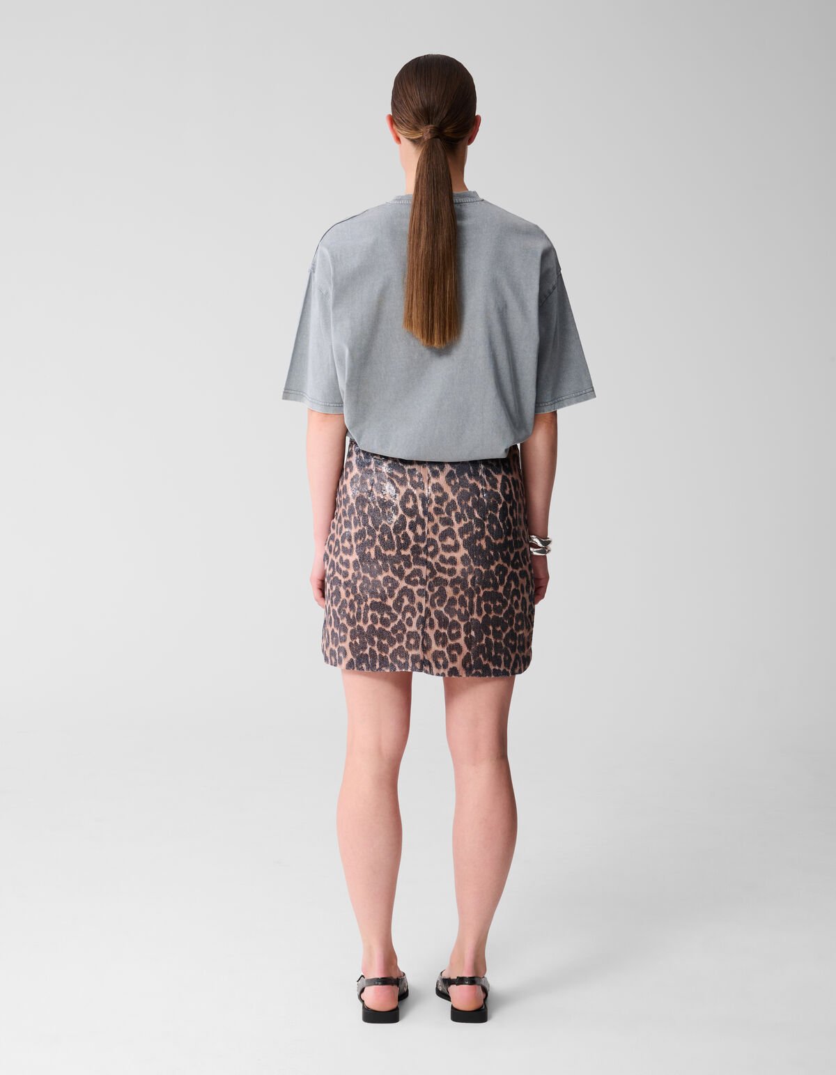 Leopard Sequin Mini Rok Bruin SHOEBY WOMEN