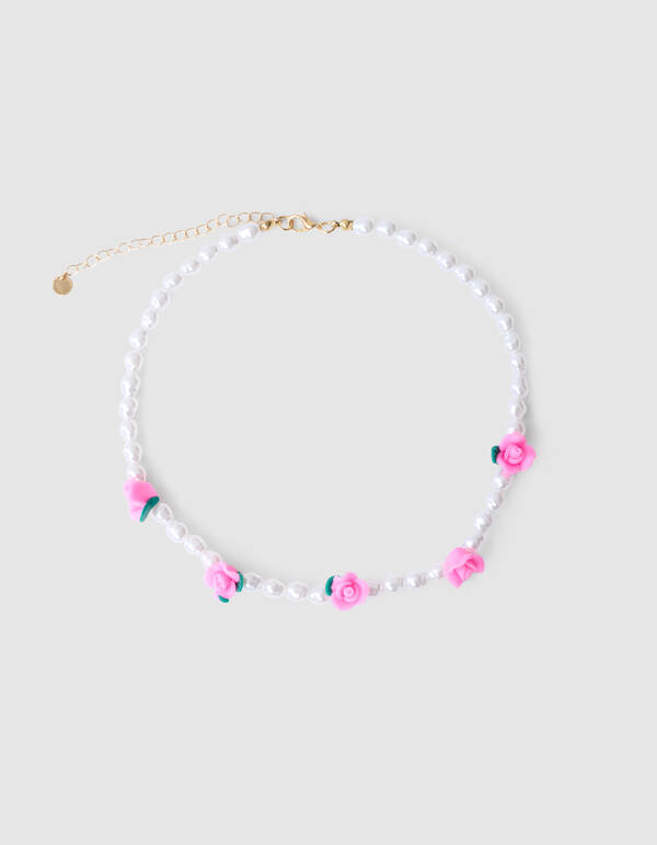 Beaded Parel Roos Ketting Roze SHOEBY ACCESSOIRES