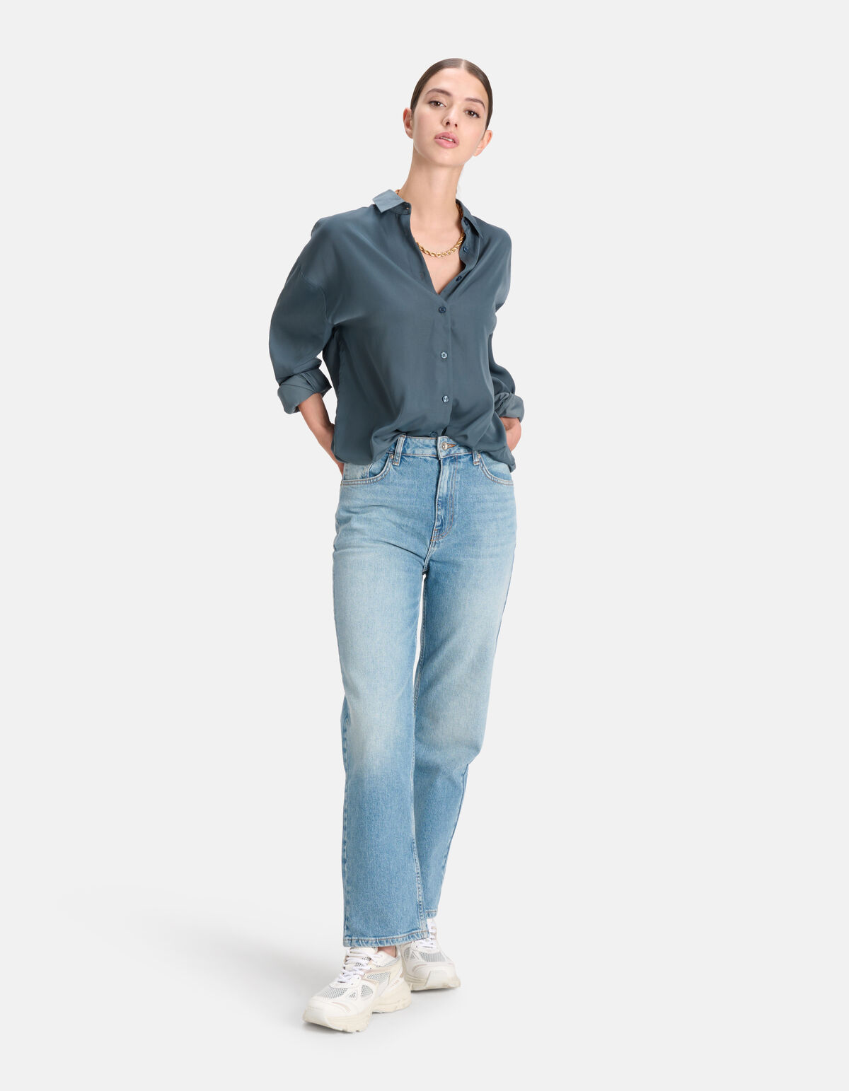 Satijnen Blouse Petrol SHOEBY WOMEN