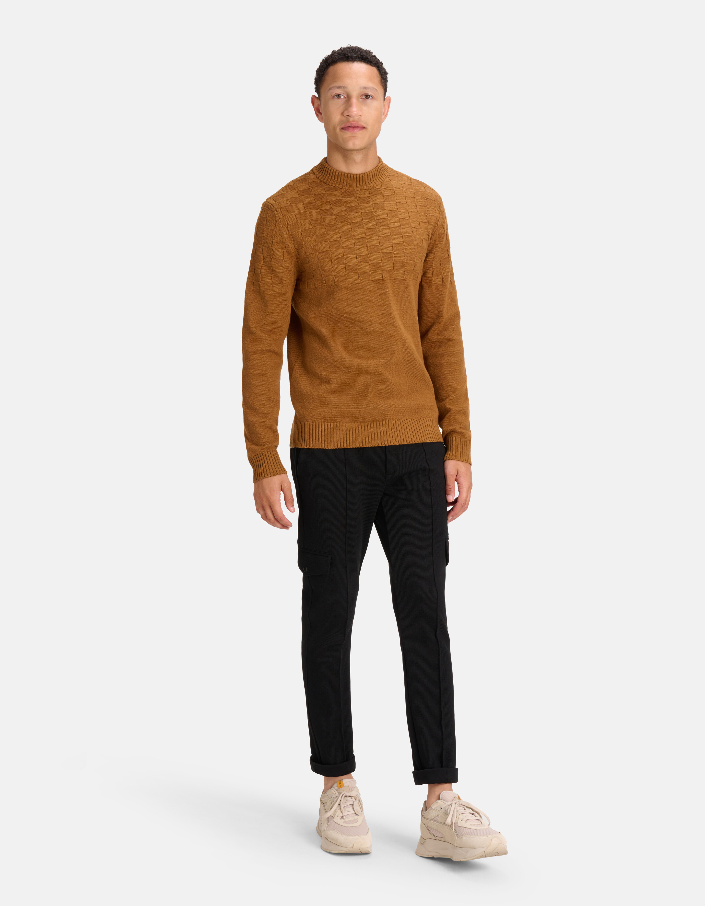 Geblokte Trui Bruin SHOEBY MEN