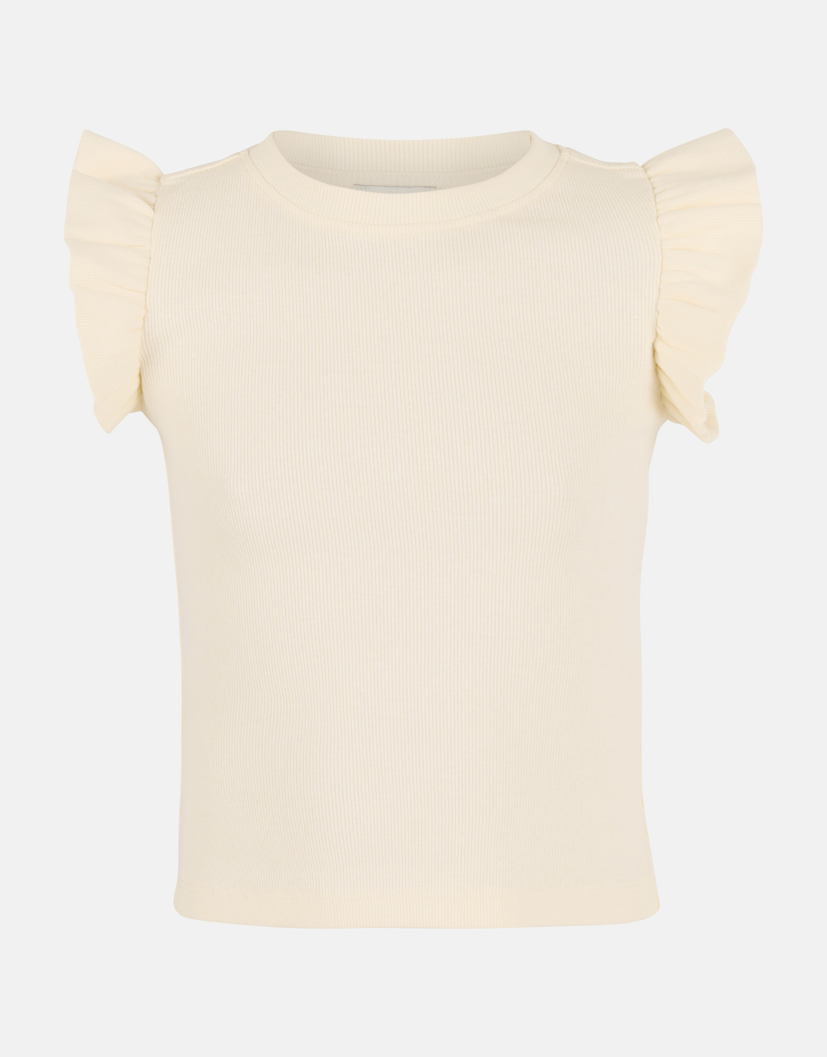 Ruffle Rib Top Gebroken Wit SHOEBY GIRLS