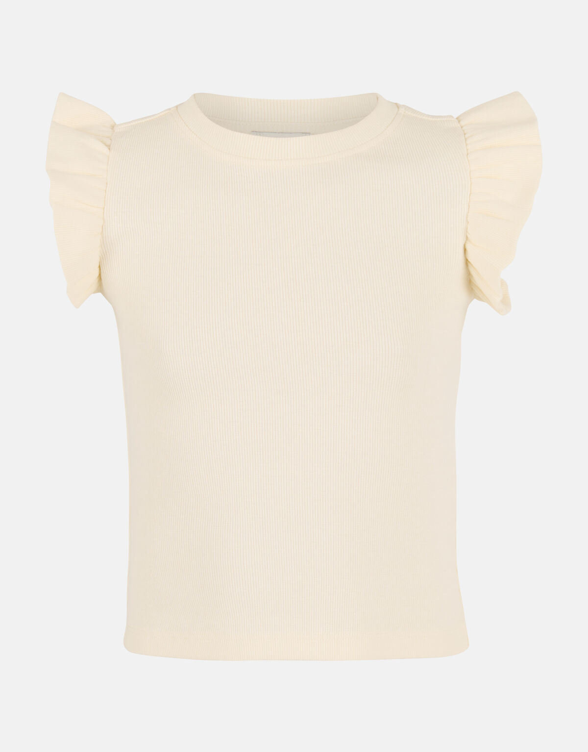 Ruffle Rib Top Gebroken Wit SHOEBY GIRLS