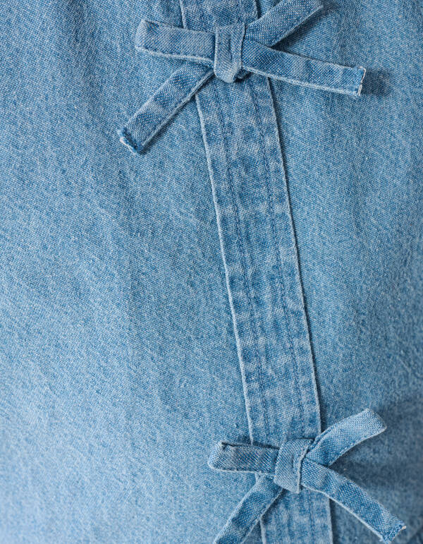 Cropped Ruffle Blouse Blauw SHOEBY GIRLS