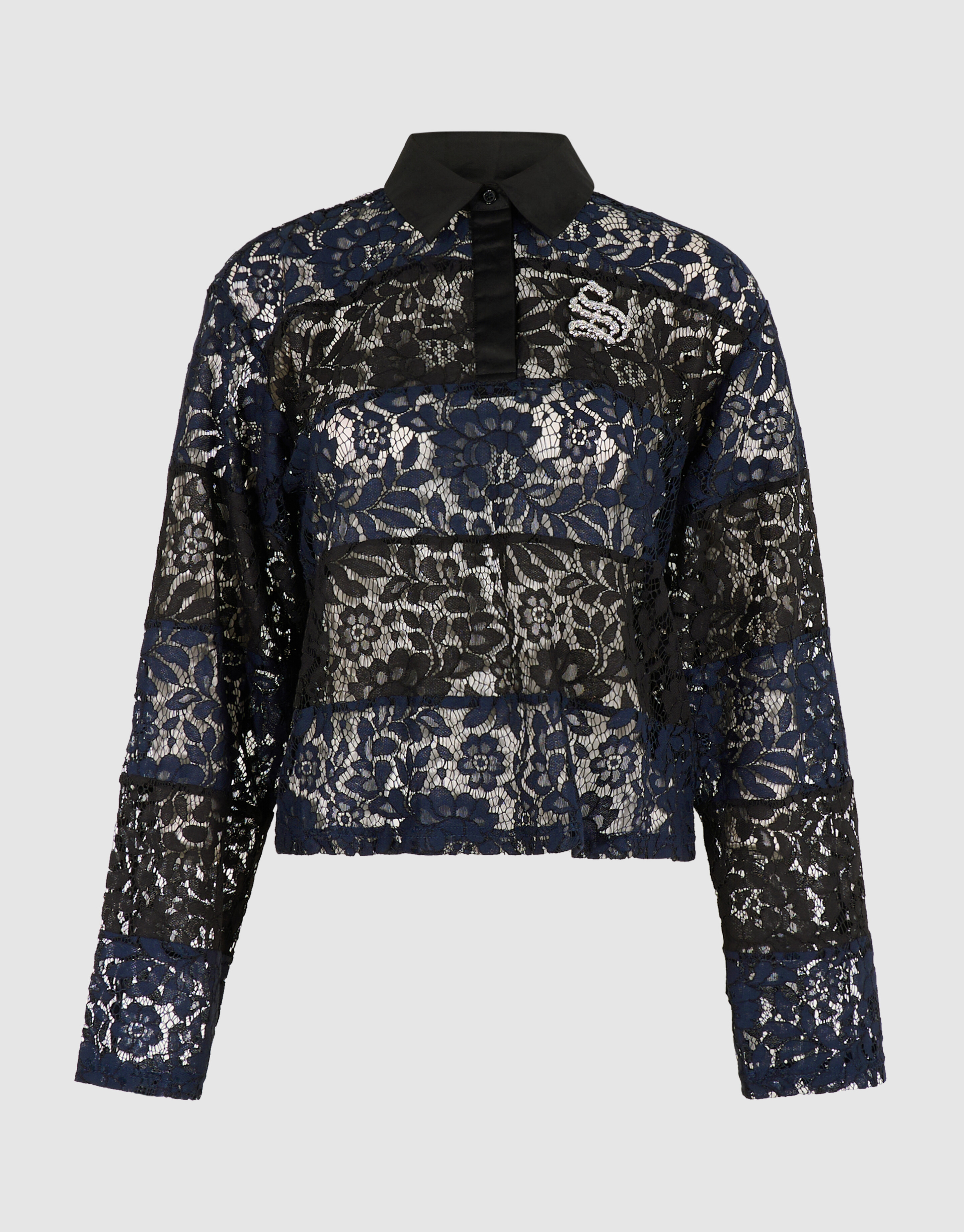 Gestreepte Lace Polo Zwart/Donkerblauw SHOEBY WOMEN