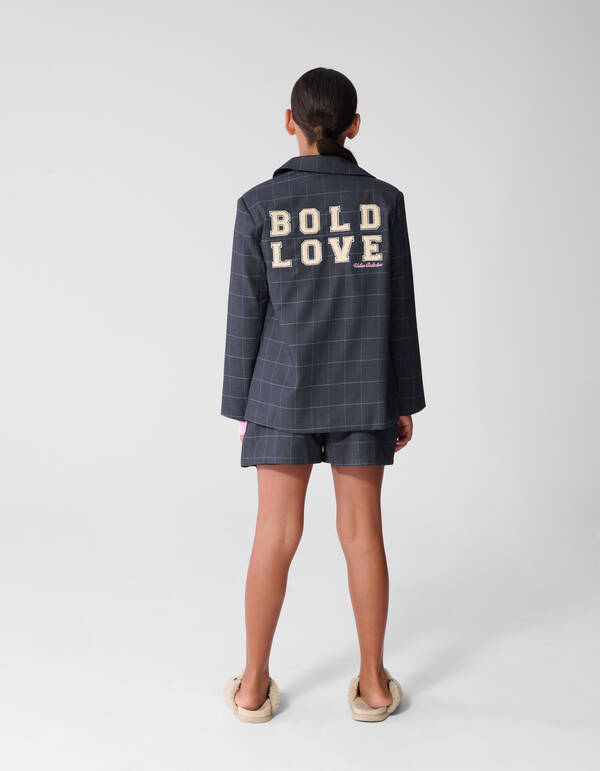 Relaxed Fit Ruiten Blazer Donkergrijs SHOEBY GIRLS