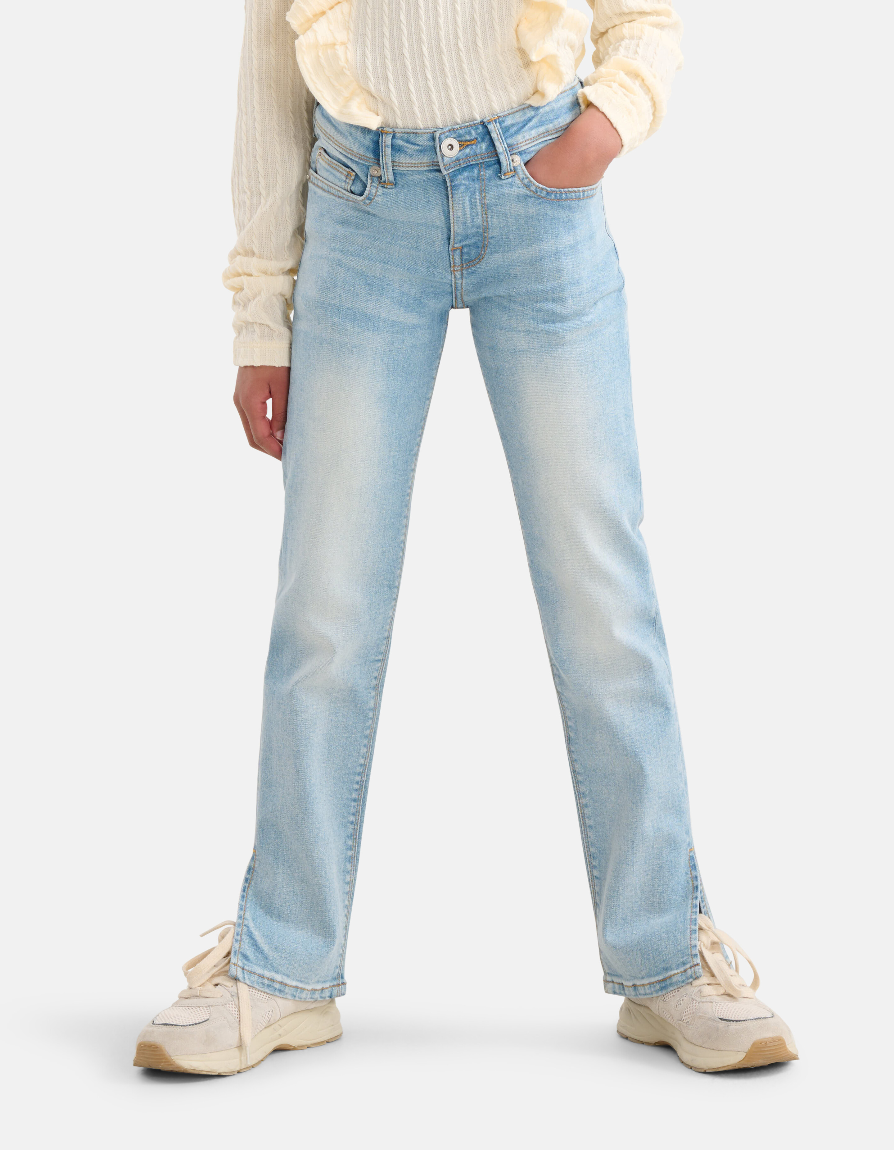 Straight Split Jeans Mediumstone SHOEBY GIRLS