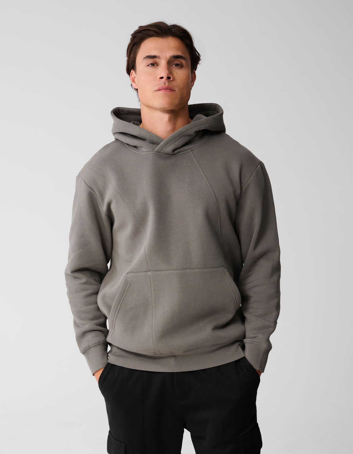 Mixed Sweat Hoodie Donkergroen SHOEBY MEN