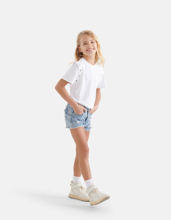 Eyelet T-shirt Wit By Nicolette SHOEBY GIRLS