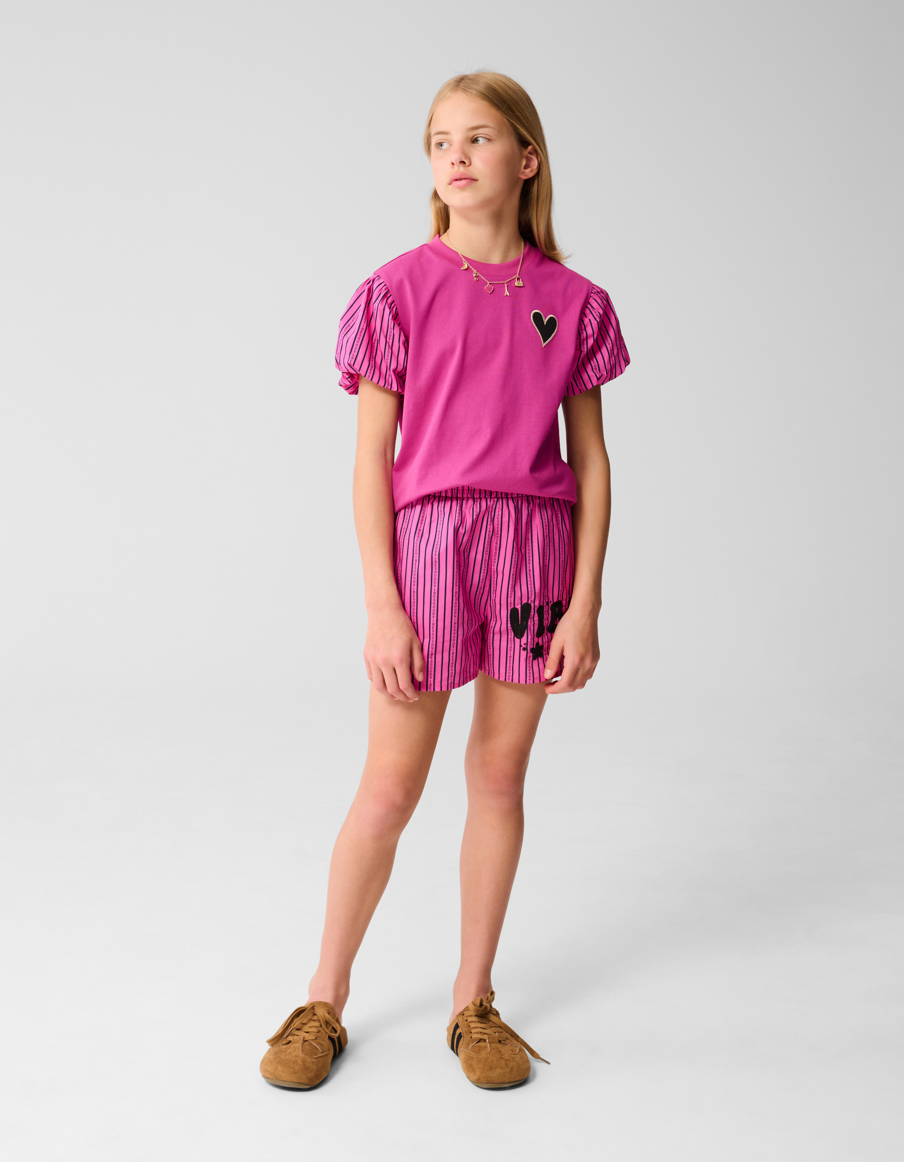 Heart Pinstripe Top Lichtroze SHOEBY GIRLS