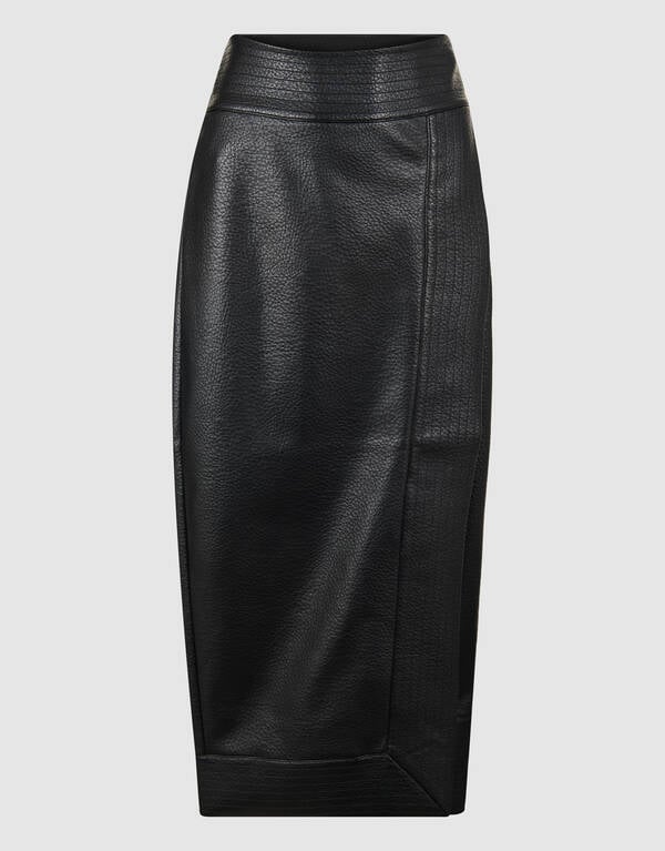 Vegan Leren Overlap Rok Zwart SHOEBY WOMEN