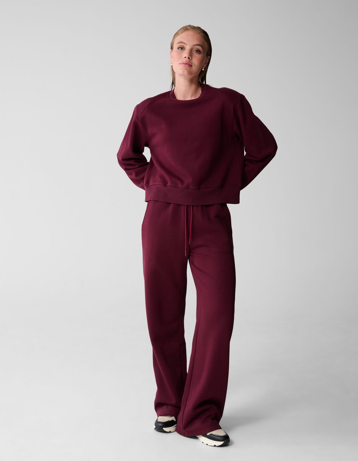Wide Leg Jogger Broek Donkerrood SHOEBY WOMEN