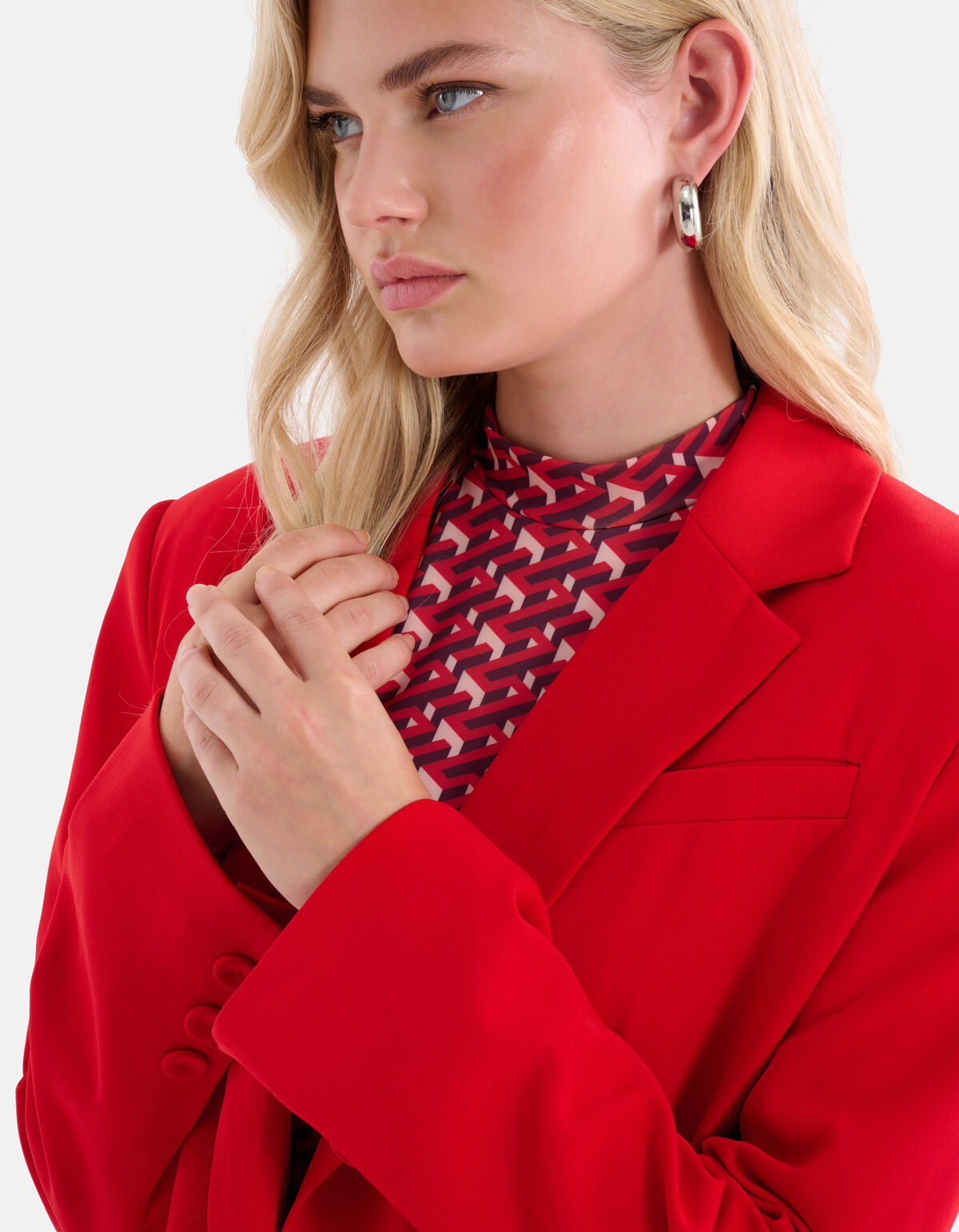 Oversized Geborduurde Blazer Rood SHOEBY WOMEN