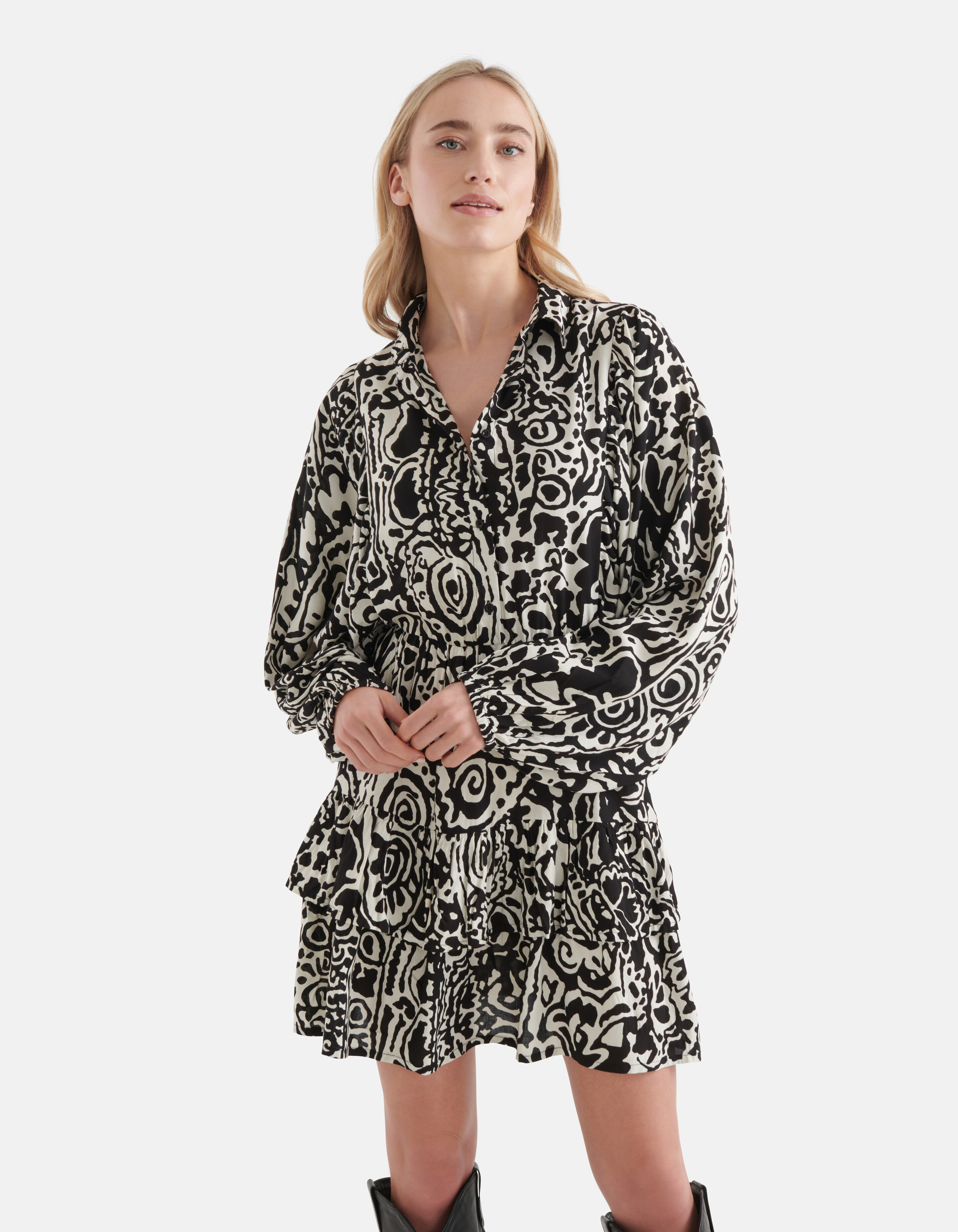 Grafische Mini Jurk Zwart/Wit SHOEBY WOMEN