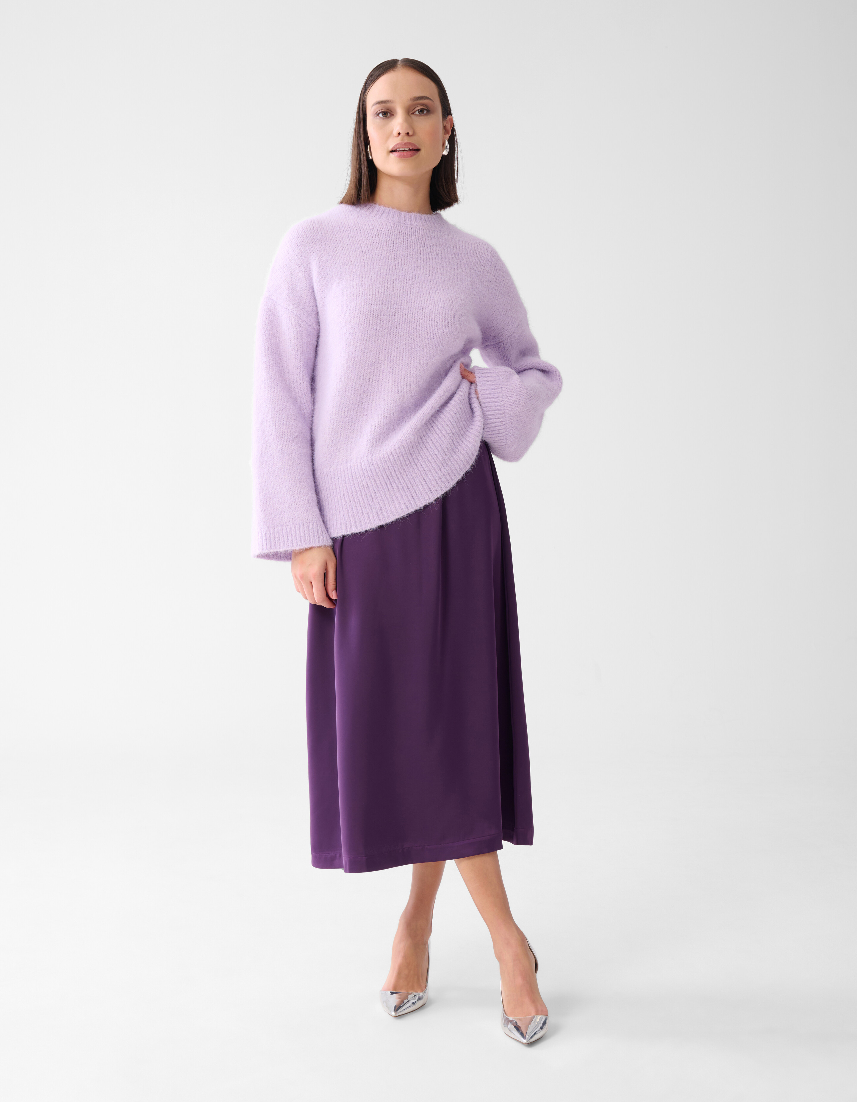 Satijnen Maxi Rok Donkerpaars SHOEBY WOMEN