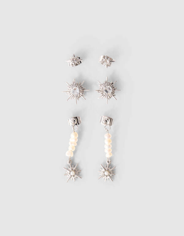 Sterren Oorbellen Set Zilver SHOEBY ACCESSOIRES