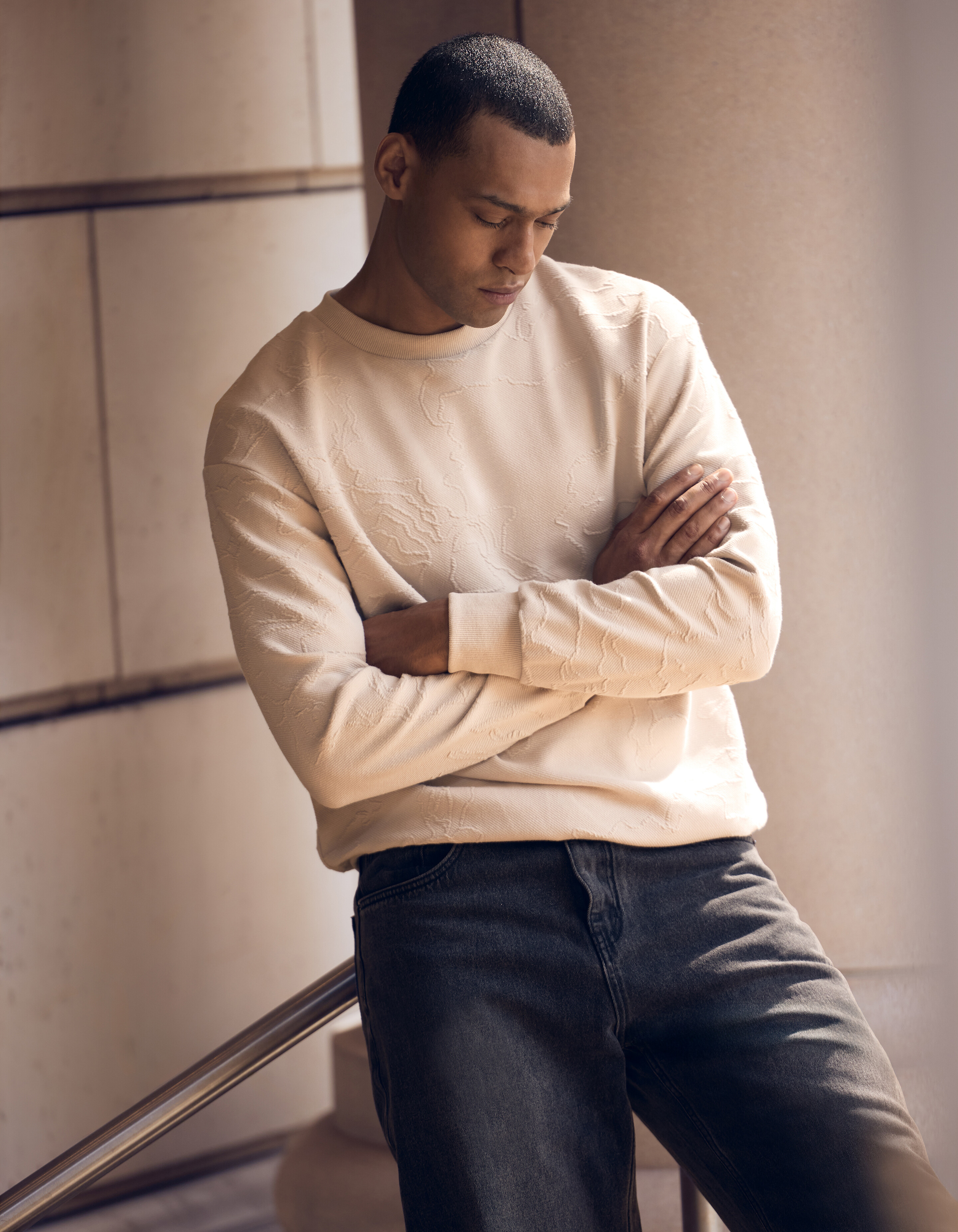 Structuur Sweater Gebroken Wit SHOEBY MEN