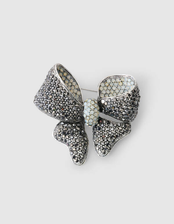 Strass Strik Broche Zilver SHOEBY ACCESSOIRES