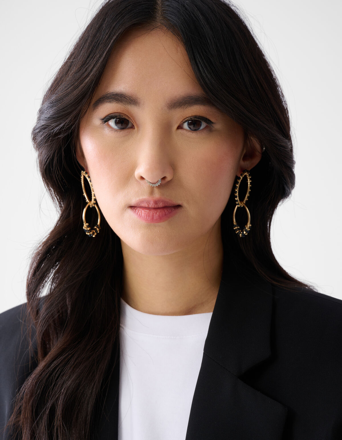 Beaded Eye Shape Oorbellen Goud SHOEBY ACCESSOIRES