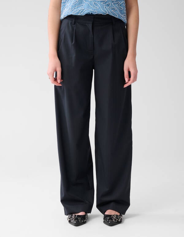 Pinstripe Wide Leg Fit Broek Donkerblauw SHOEBY WOMEN