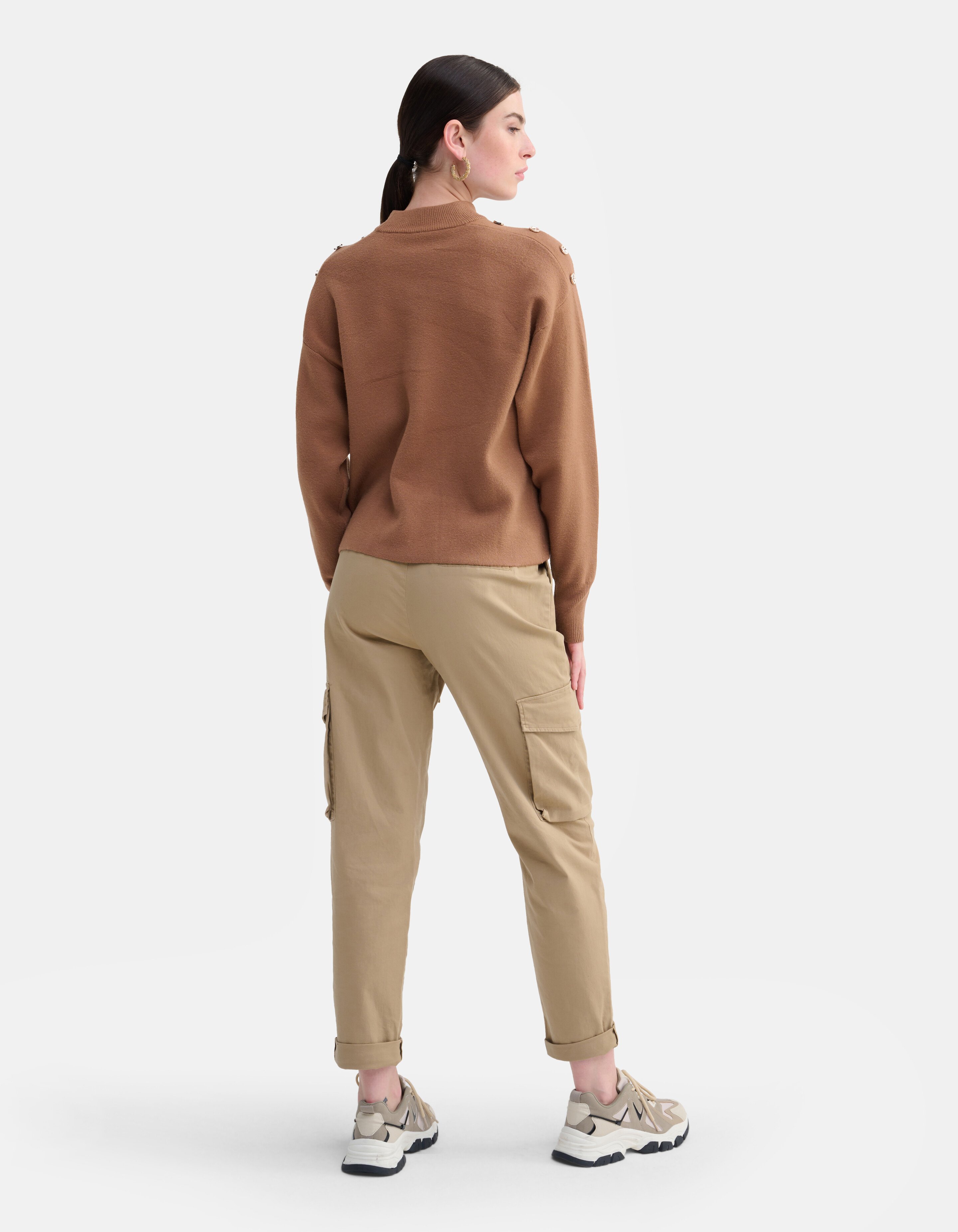 Gebreide Knopen Trui Bruin SHOEBY WOMEN