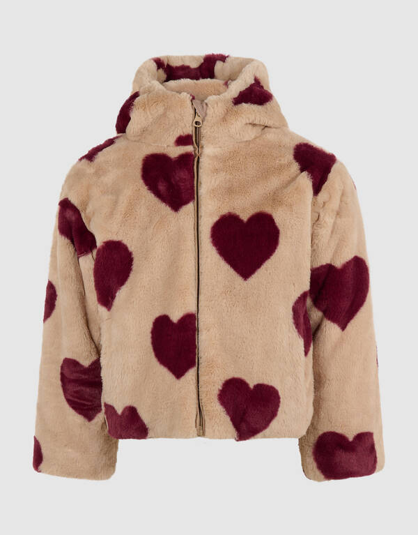 Heart Printed Winterjas Beige SHOEBY GIRLS
