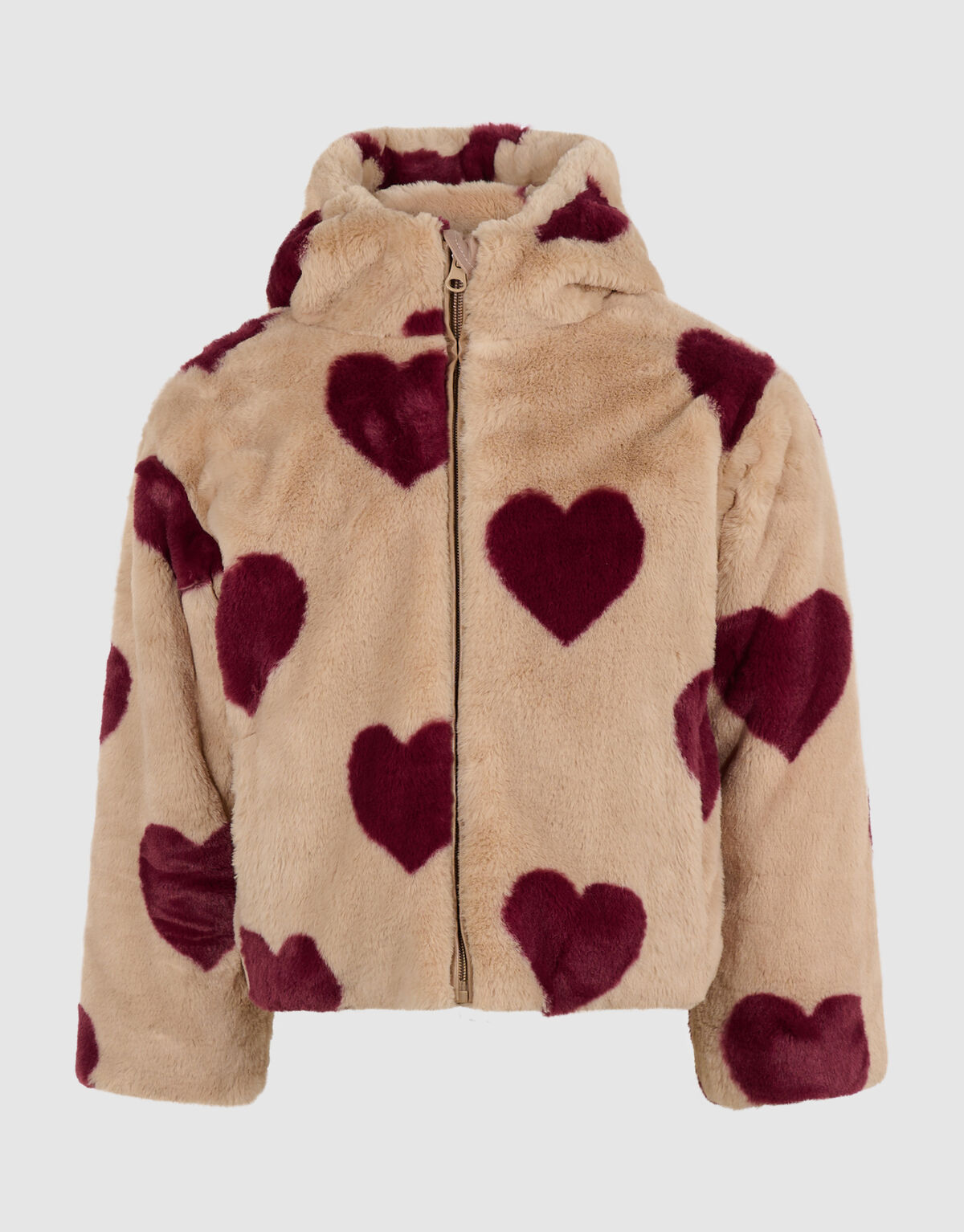 Heart Printed Winterjas Beige SHOEBY GIRLS