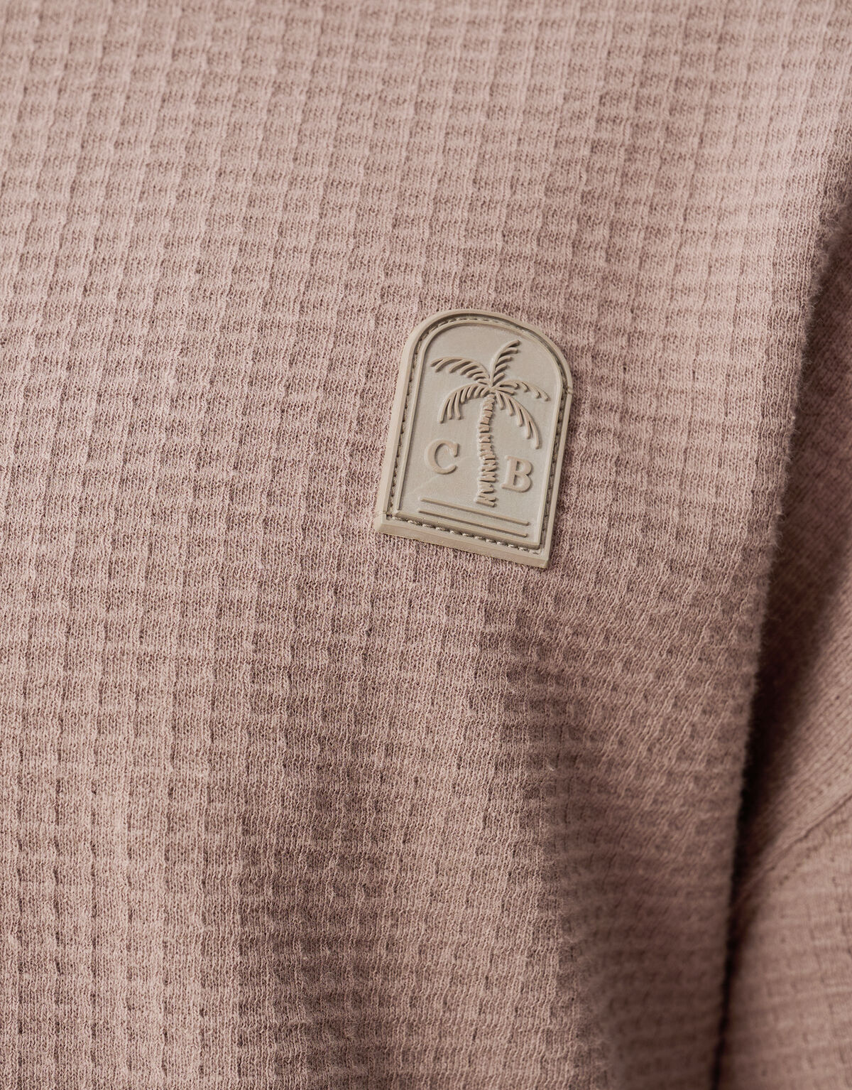 Waffle Structuur T-shirt Lichtbruin SHOEBY MEN