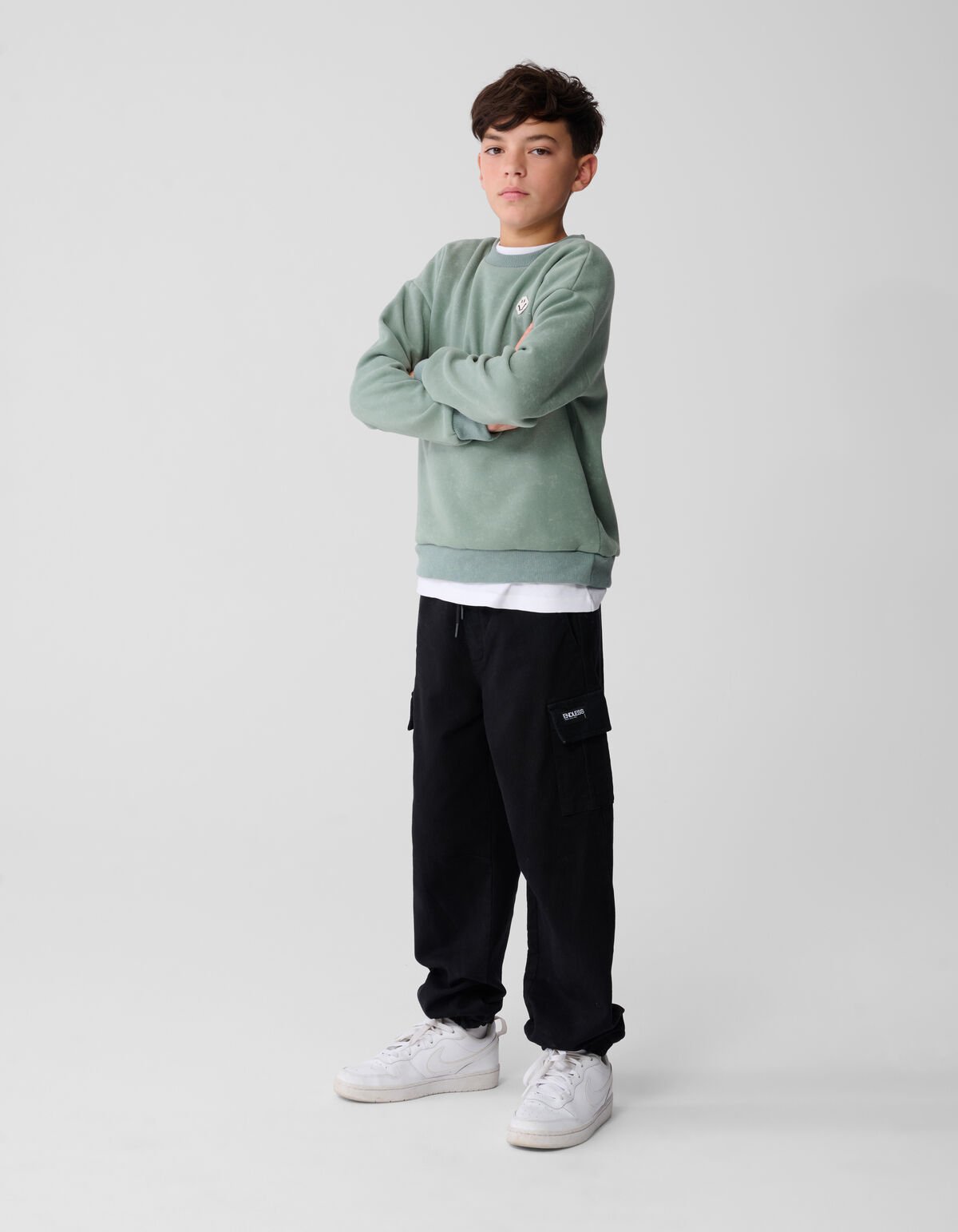Printed Smiley Sweater Groen SHOEBY BOYS