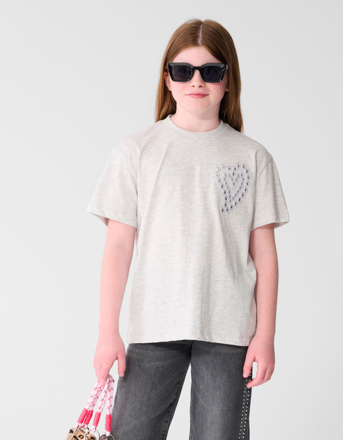 Heart Mirror Artwork T-shirt Lichtgrijs SHOEBY GIRLS