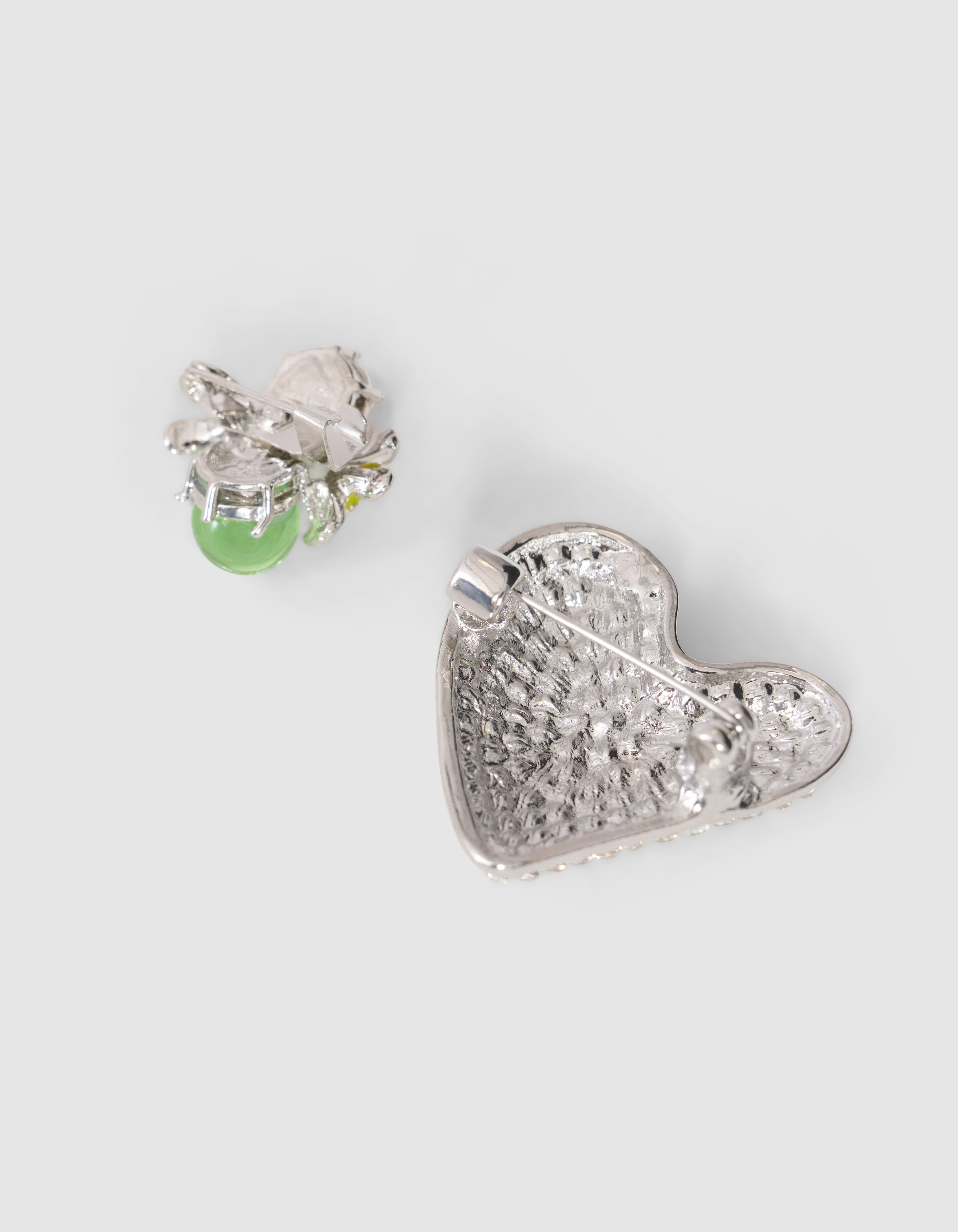 Heart Strass Broche Set Zilver SHOEBY ACCESSOIRES