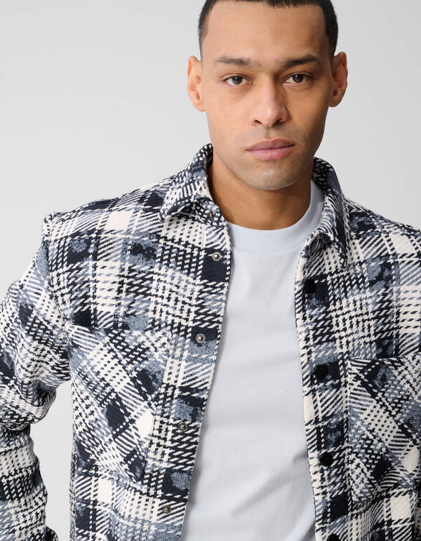 Printed Ruiten Overshirt Blauw SHOEBY MEN