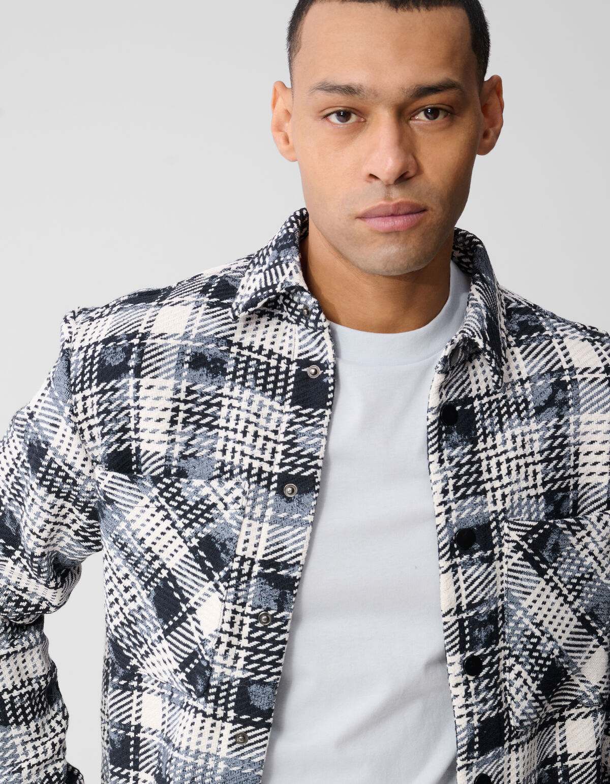 Printed Ruiten Overshirt Blauw SHOEBY MEN