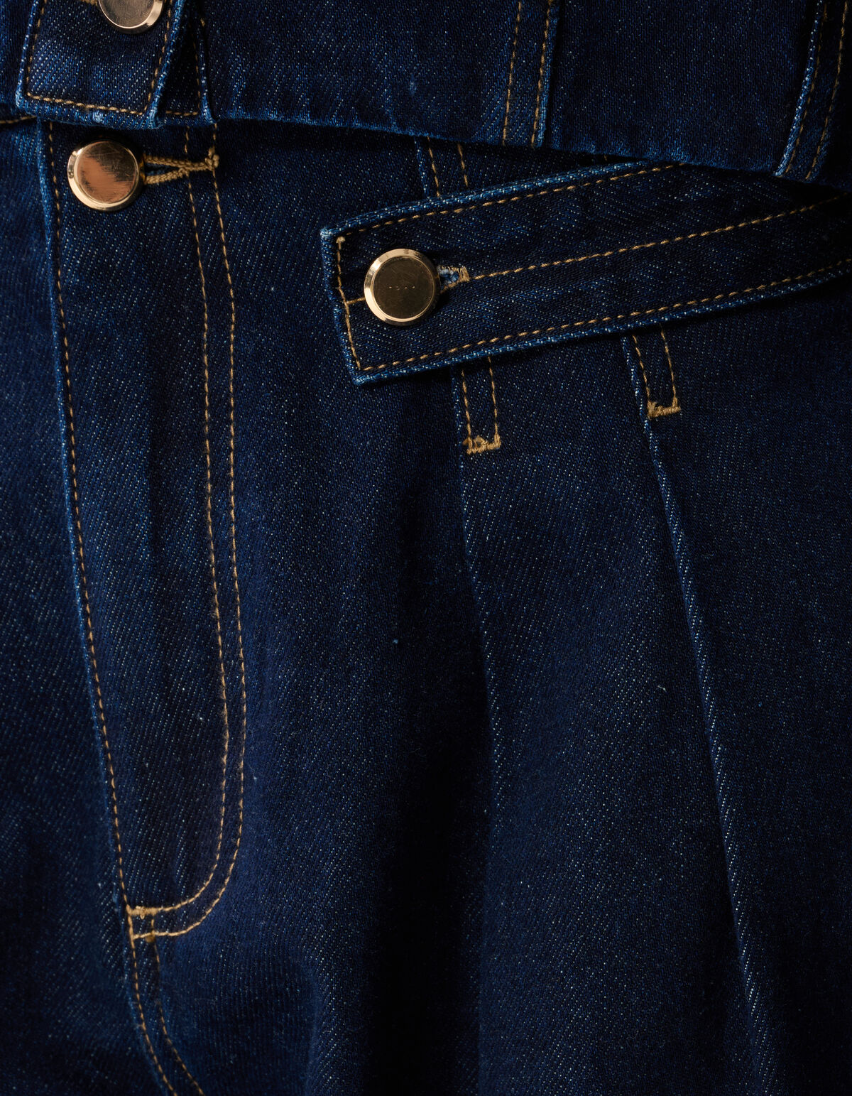Pleated Button Wide Leg Fit Jeans Donkerblauw SHOEBY WOMEN