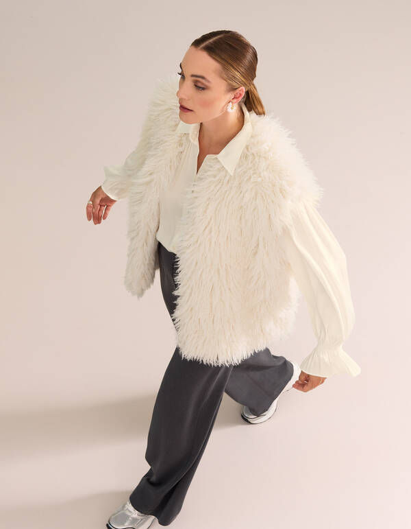 Oversized Teddy Gilet Gebroken Wit By Mieke SHOEBY WOMEN