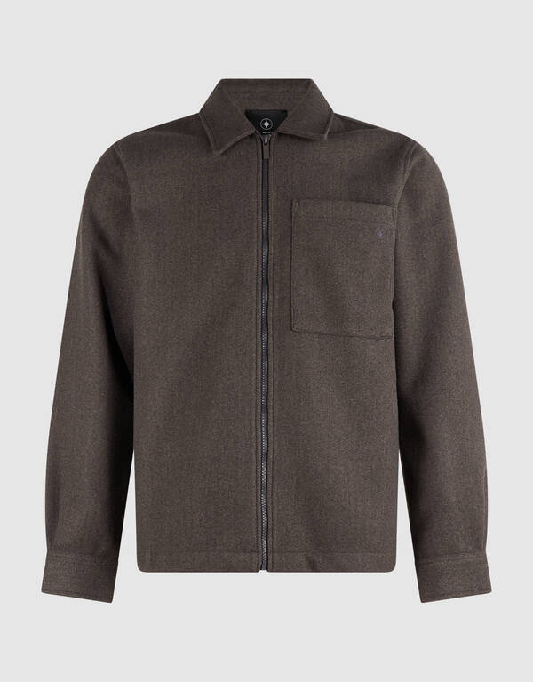 Melange Zip Overshirt Donkerbruin SHOEBY MEN