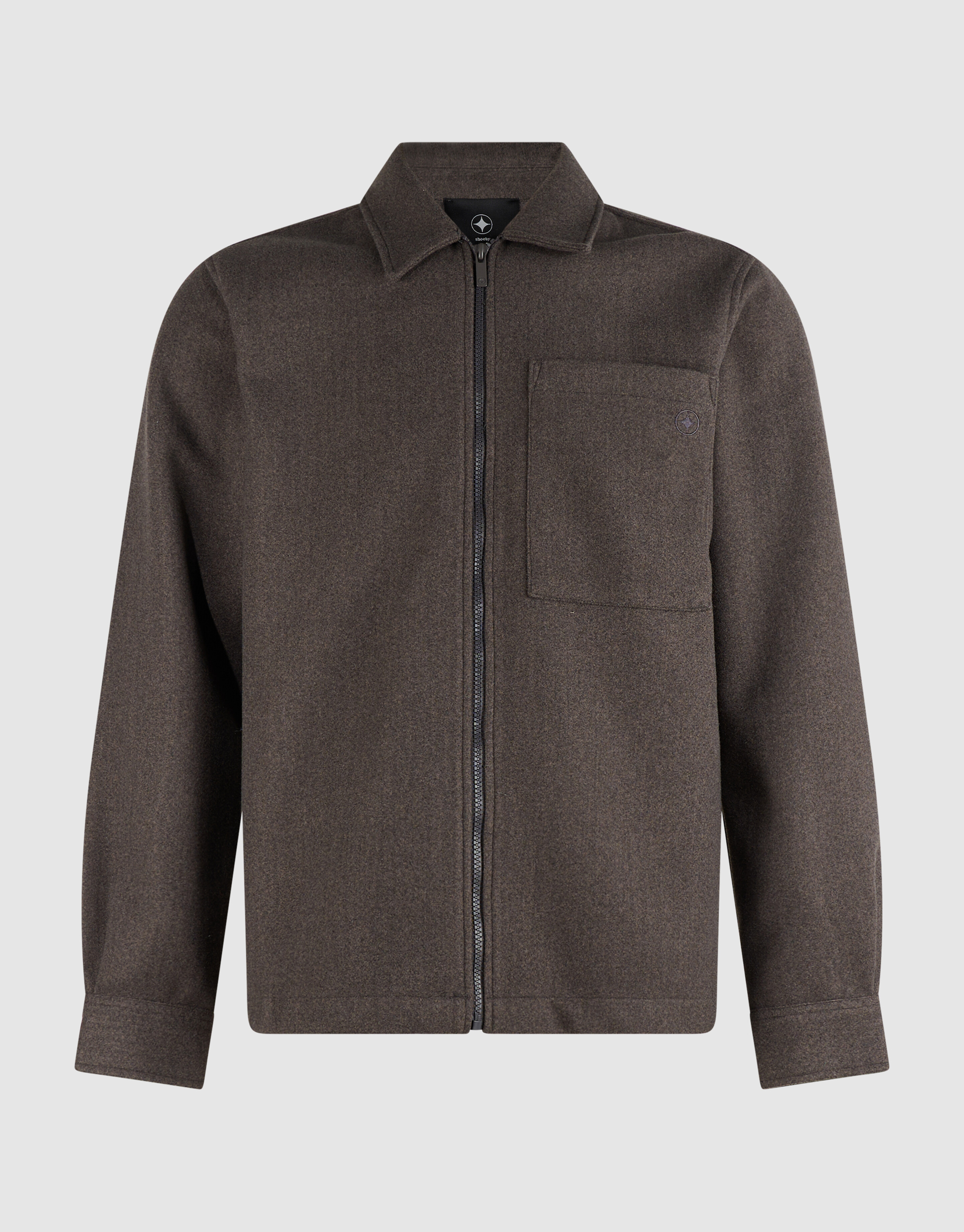 Melange Zip Overshirt Donkerbruin SHOEBY MEN