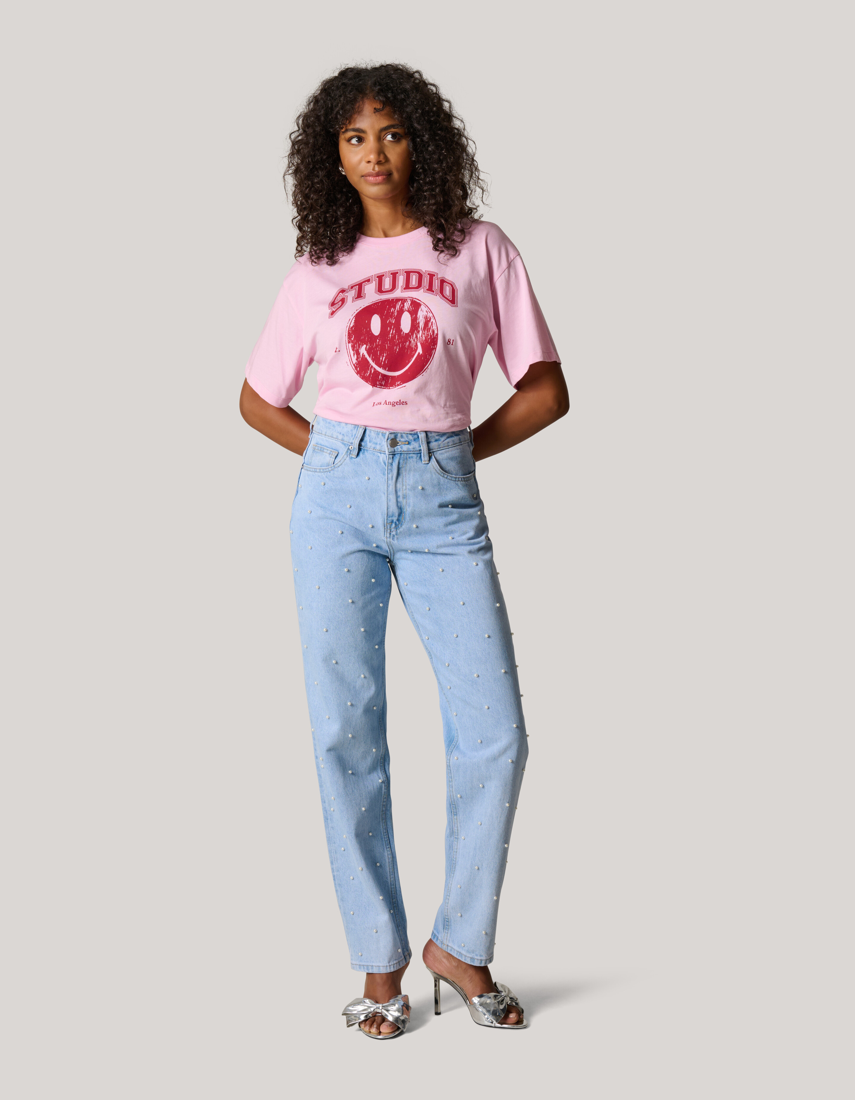 Smiley Artwork T-shirt Roze SHOEBY WOMEN