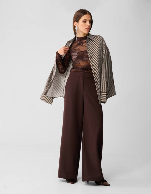 Wide Leg Broek Bruin SHOEBY WOMEN