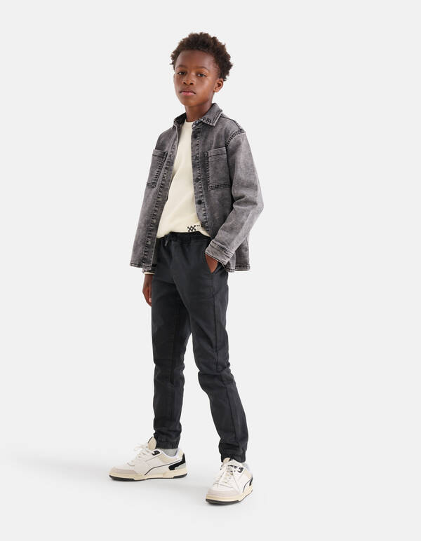 Loose Fit Twill Broek Donkergrijs SHOEBY BOYS