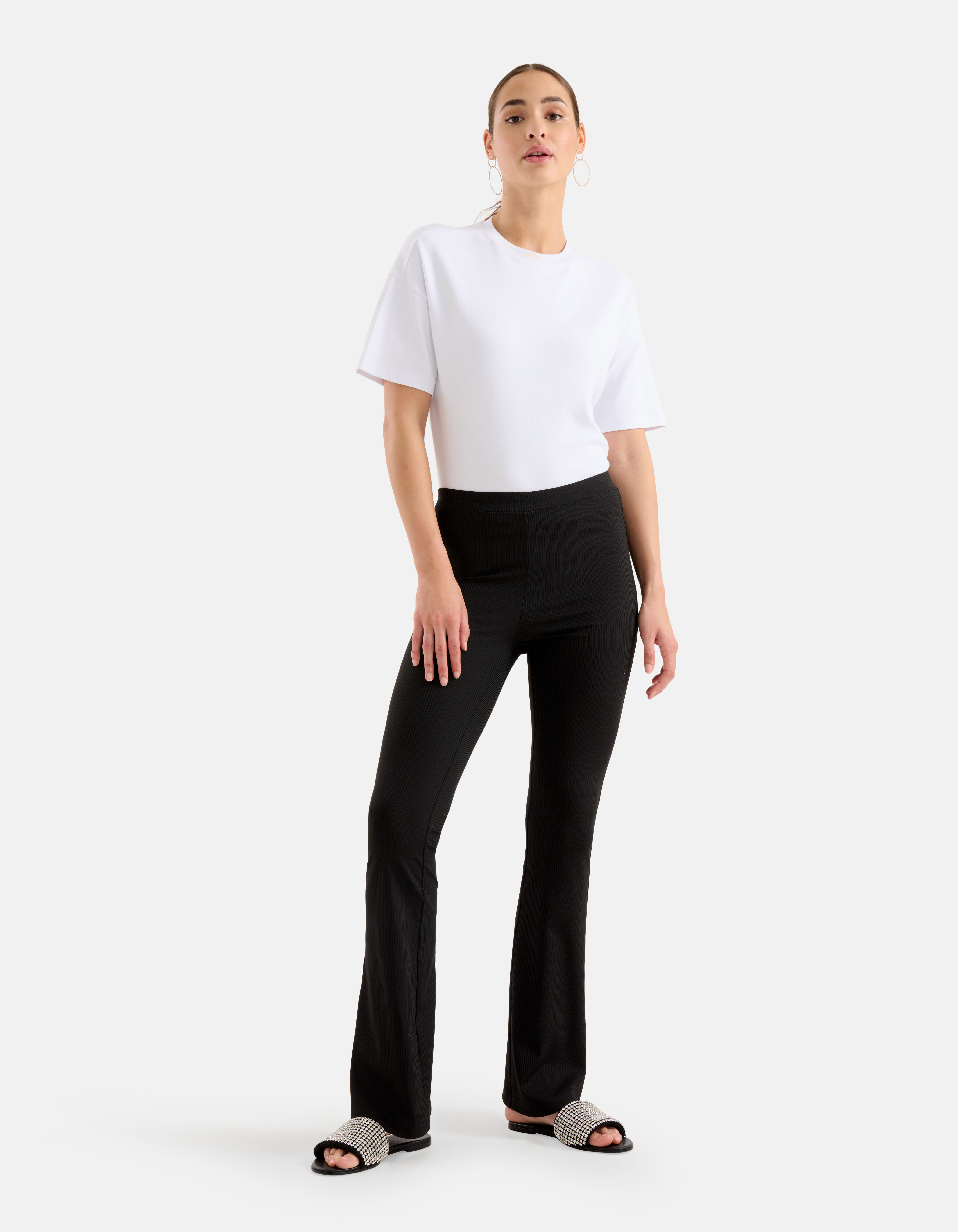 Flared legging store zwart
