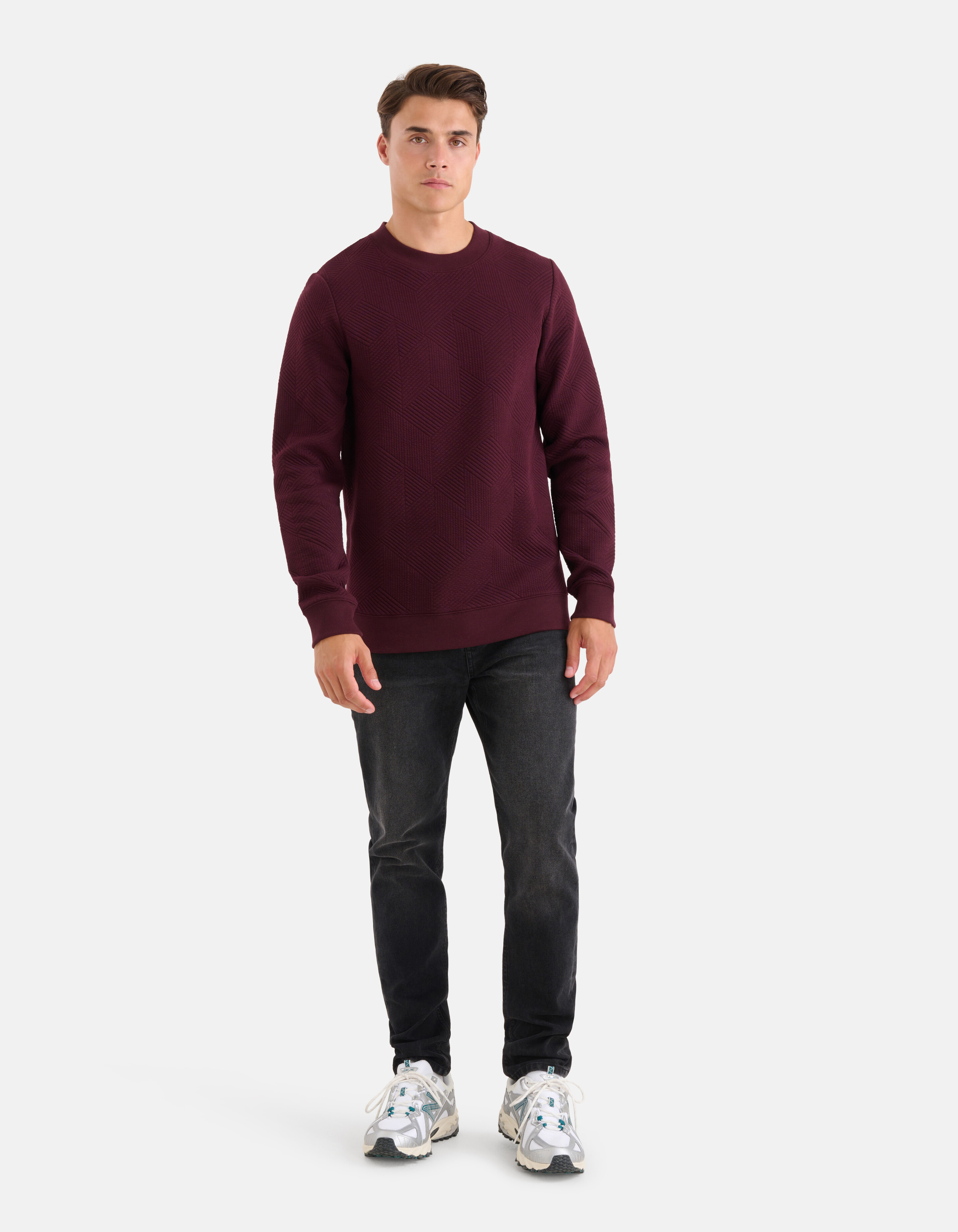 Geometrische Sweater Bordeaux SHOEBY MEN