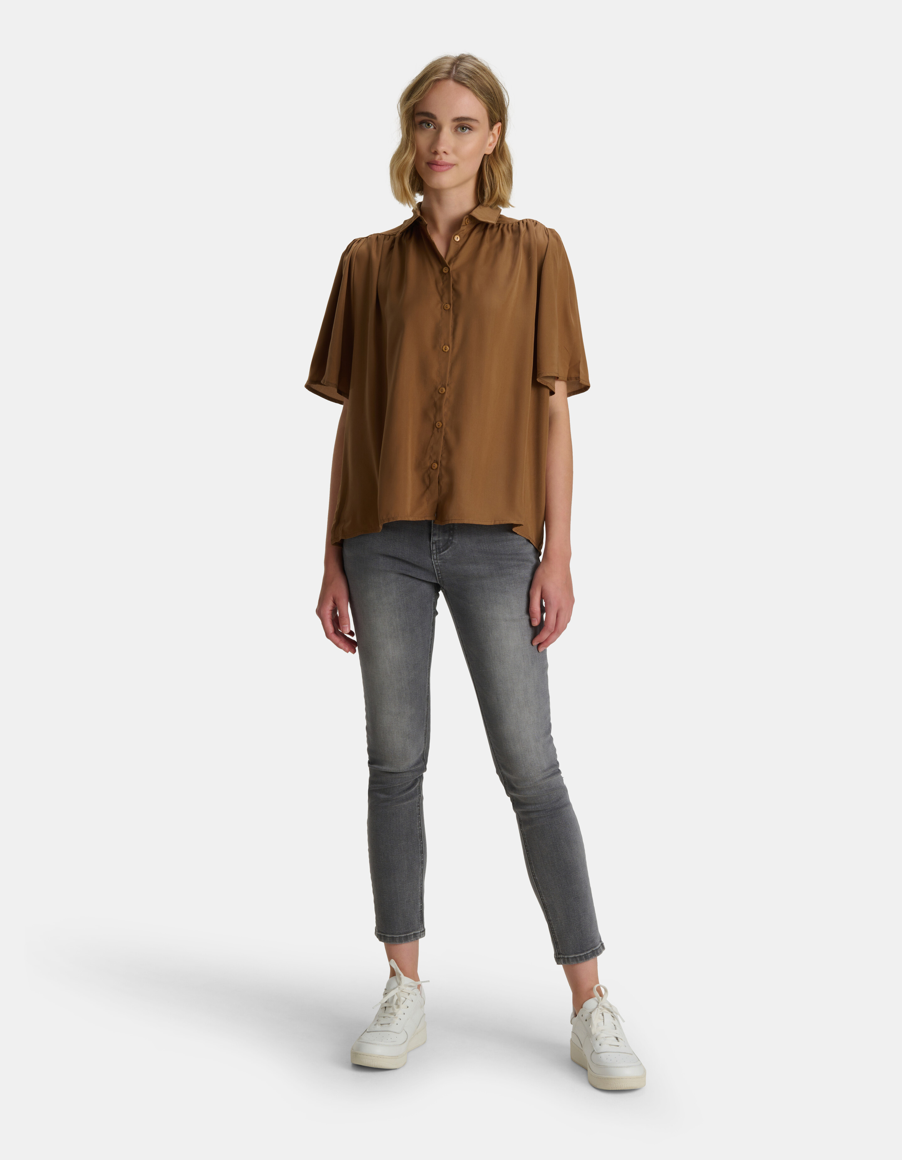 Oversized Satijnen Blouse Bruin SHOEBY WOMEN
