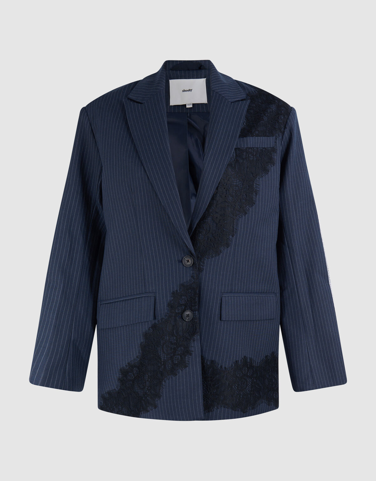 Oversized Kanten Blazer Donkerblauw SHOEBY WOMEN