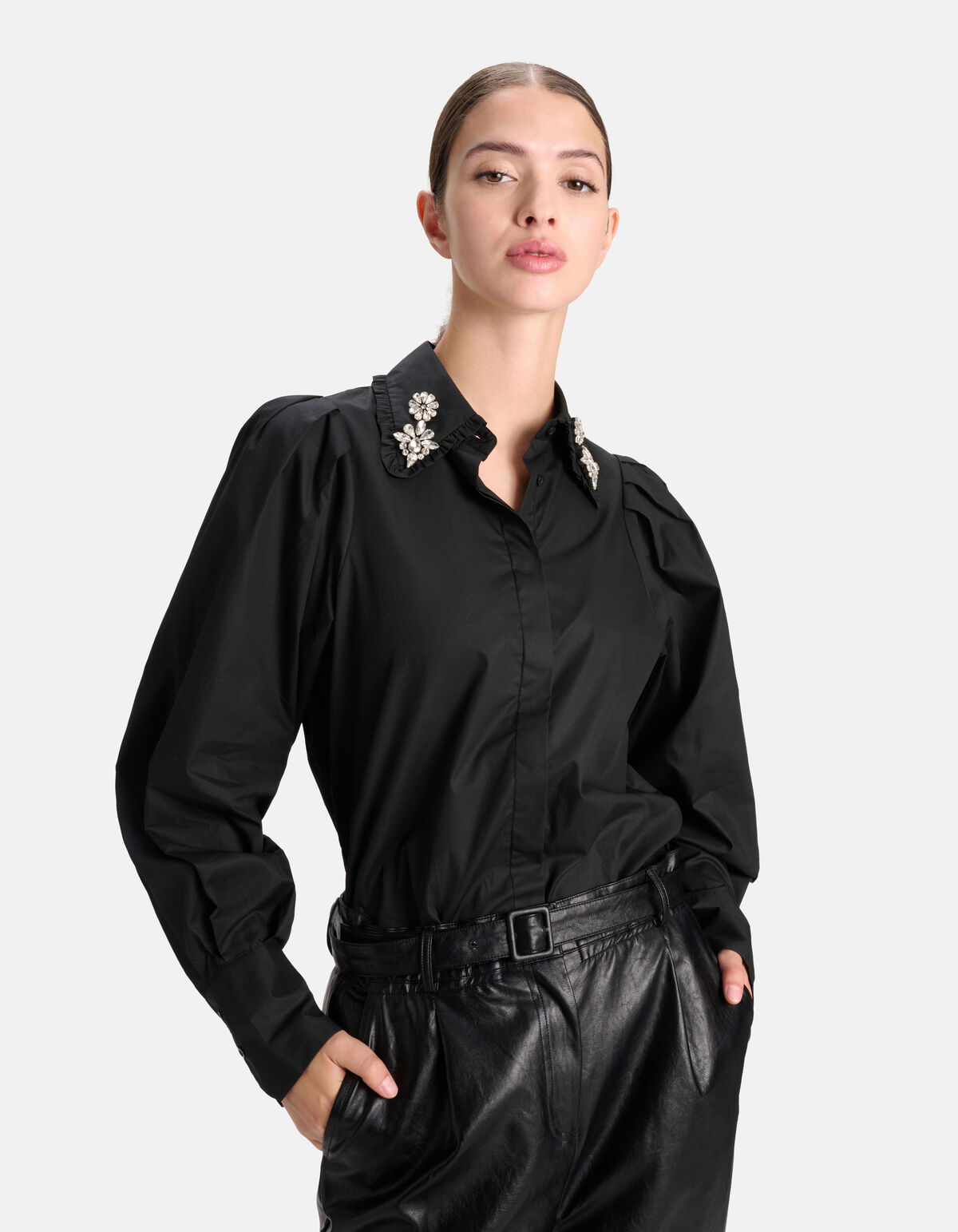 Strass Detail Blouse Zwart SHOEBY WOMEN