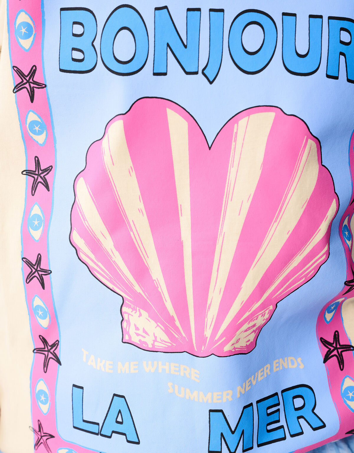 Bonjour Artwork T-shirt Gebroken Wit SHOEBY GIRLS