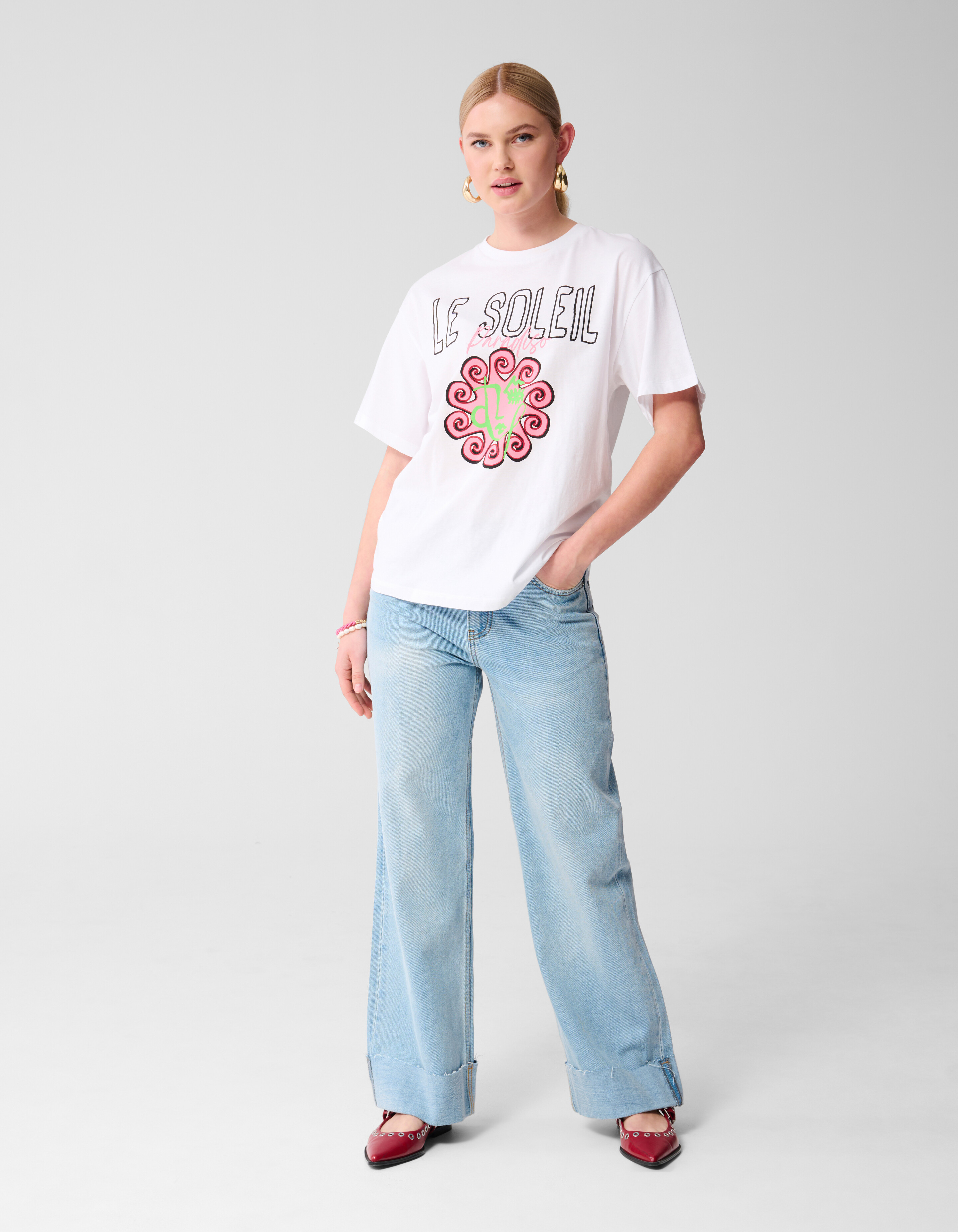 Le Soleil Artwork T-shirt Wit SHOEBY WOMEN