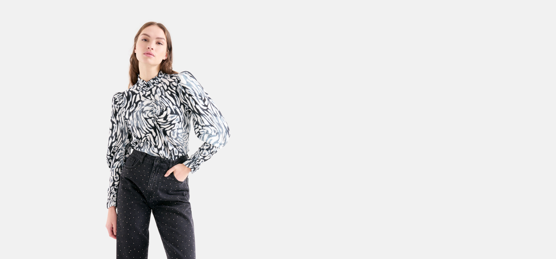 Puffy Sleeve Top Print SHOEBY WOMEN