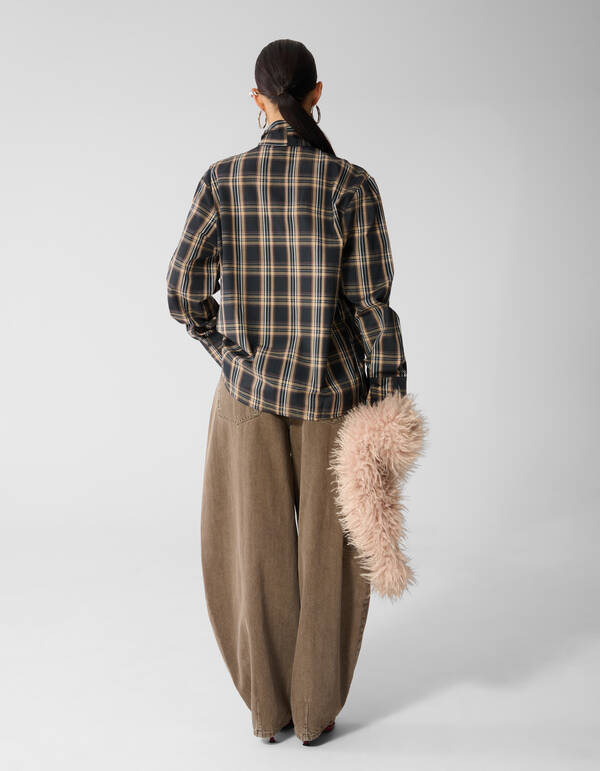 Oversized Fit Scarf Blouse Bruin SHOEBY WOMEN